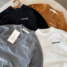 儿童德绒长袖T恤新款秋冬内搭宝宝中小童圆领男女童刺绣打底衫潮t