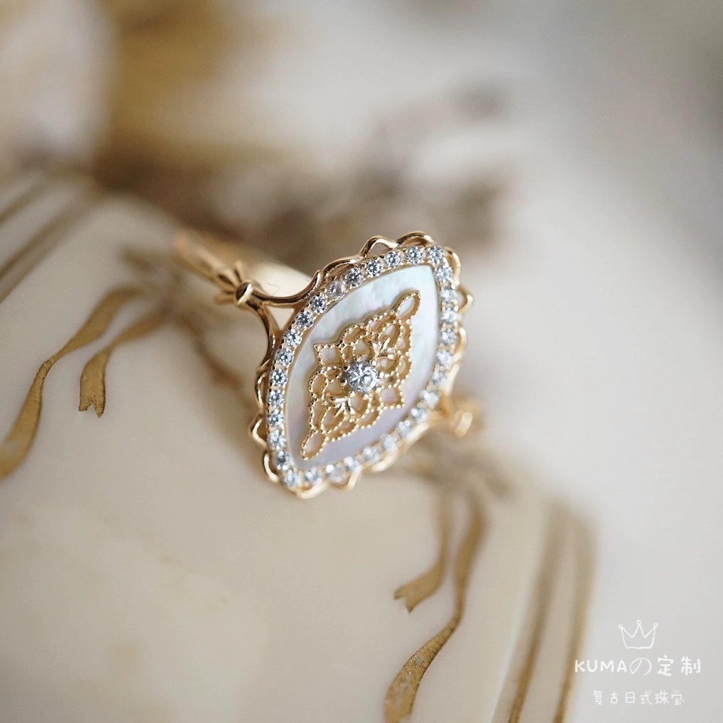 Japanese classic stone inlay with zircon
