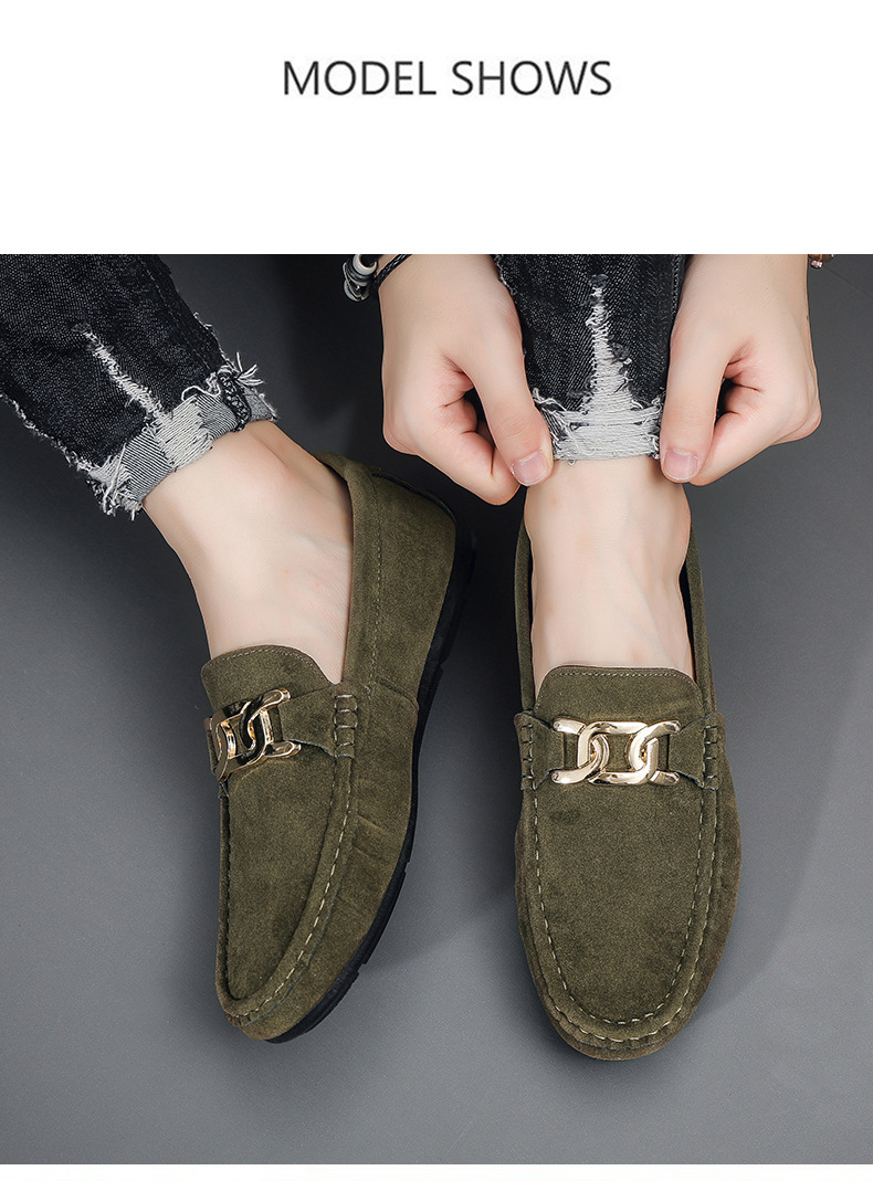 New frosted suede lazy man slip-on small leather shoes loafer driving shoes man_voghion.com