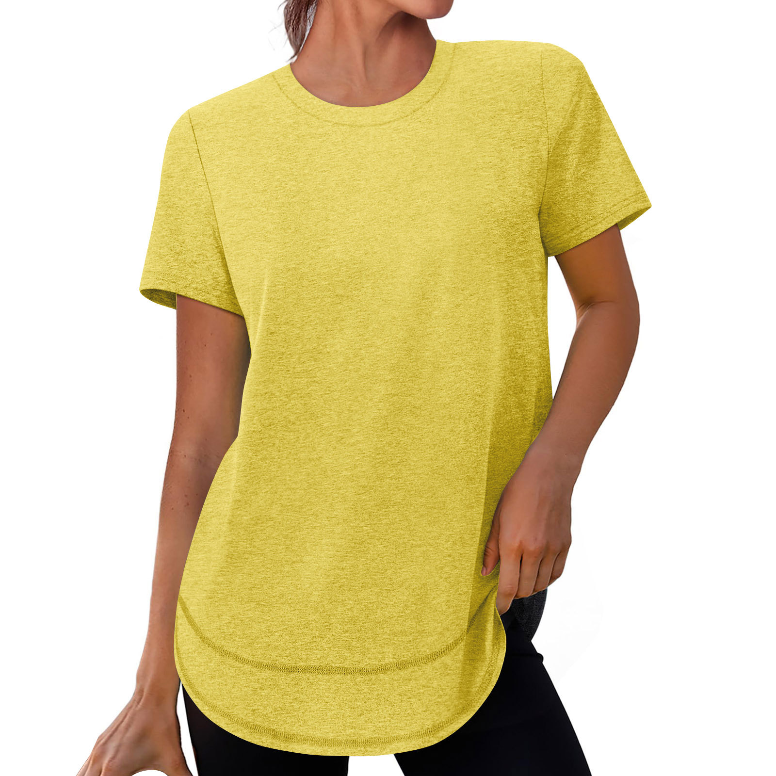 European And American Cross-border Summer New Women's Casual Loose Fashion Short-sleeve Solid Color Round-neck Pullover_ecoleips.com