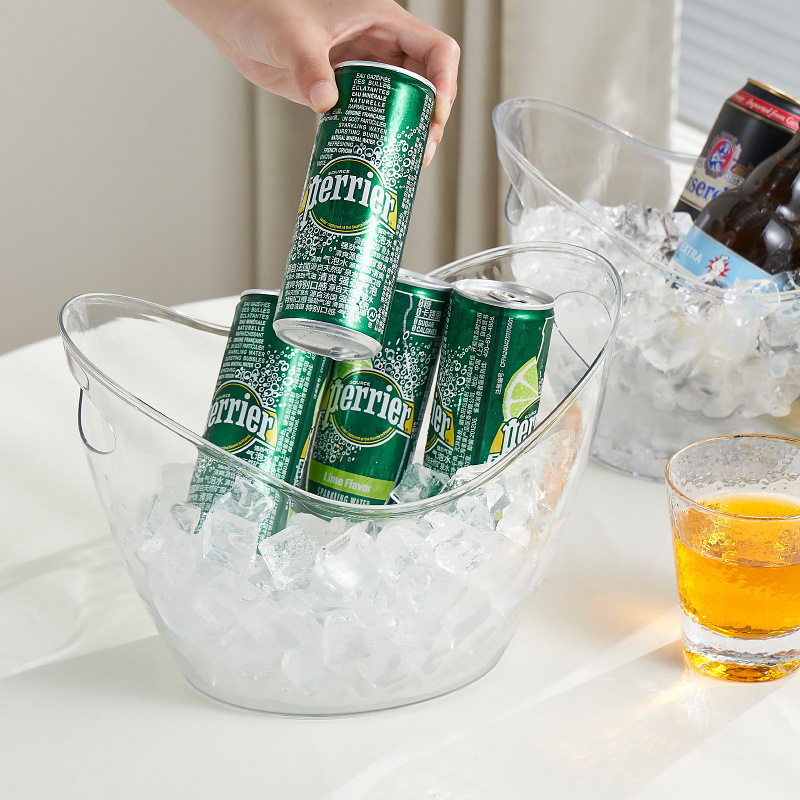 加厚PET塑料透明元宝冰桶4L香槟桶8L酒吧ktv啤酒红酒冰块桶现货|undefined