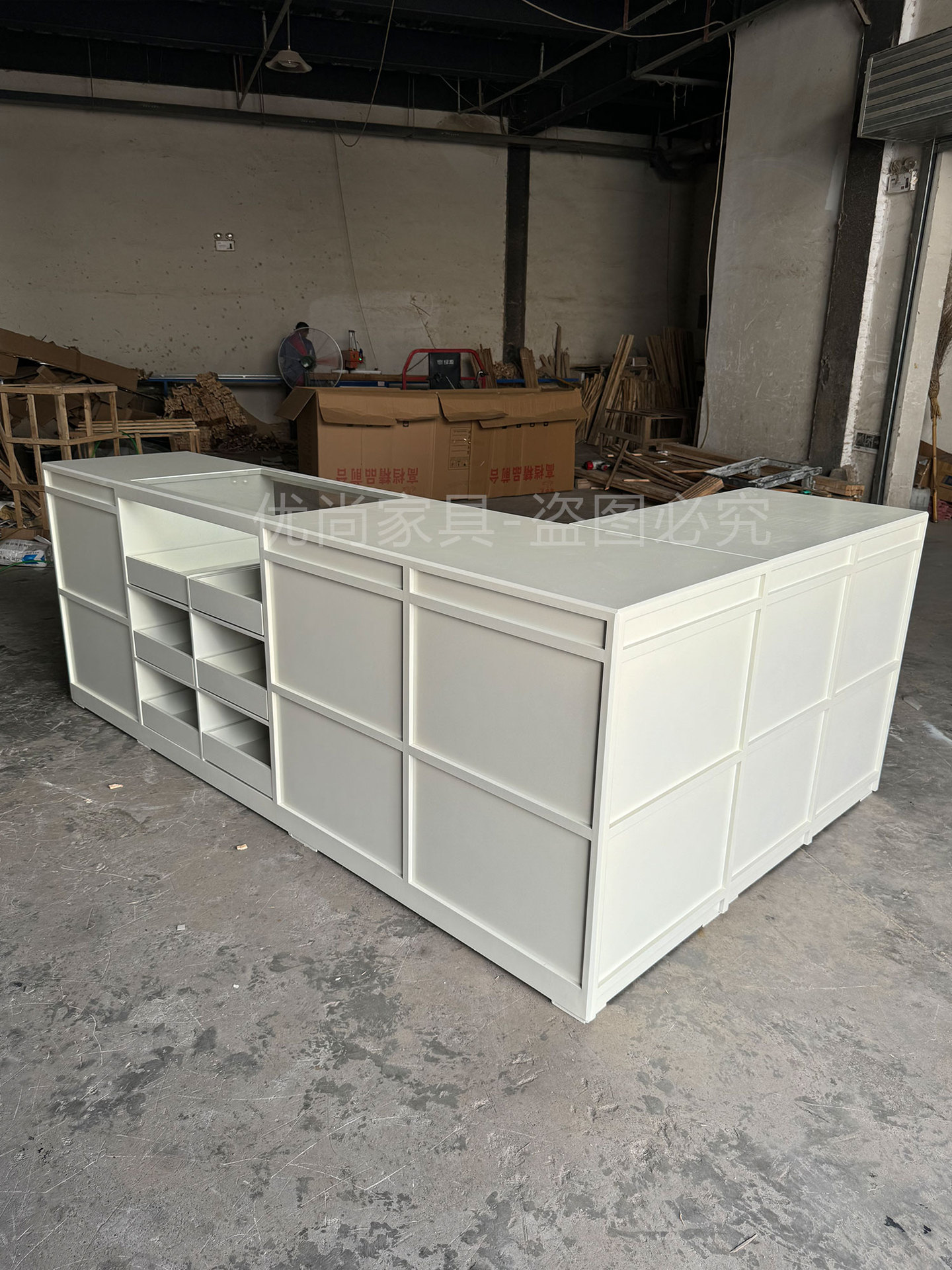 服装店收银台展示柜一体女装店转角吧台轻奢感中岛展示台