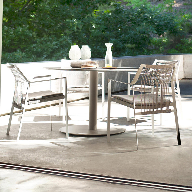 Mesas y sillas para patio exterior, sillas de ratán para balcón de villa, resistentes a la lluvia y al sol, mesa larga de aleación de aluminio para terraza de jardín exterior image 3