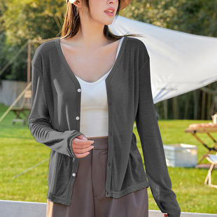 Women's Plus Size Sun Protection Shirt 100kg Fat mm Summer Ultra-Thin Tops Small Outer Blouse Cardigan 3530