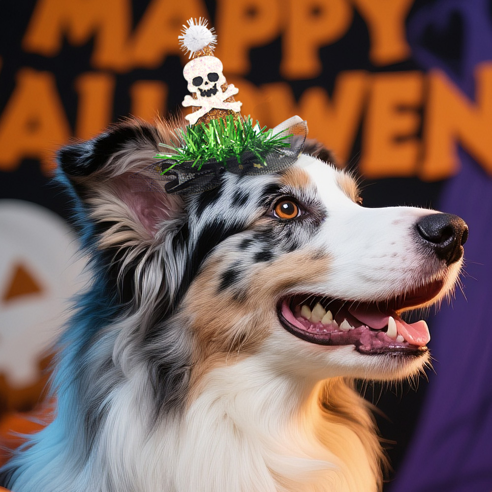 Halloween mascotas brujas sombrero tarjeta de pelo fantasma esqueleto malla tarjeta de pelo gato perro fantasma decoración de fiesta clip de boca de pato