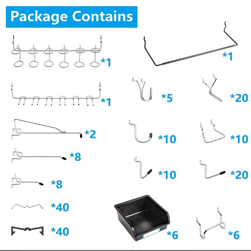 Agujero tablero gancho 188PC pared gancho agujero Junta accesorios universal de cocina almacén agujero Junta traje de almacenamiento