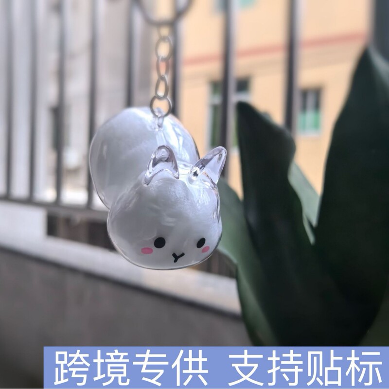 跨境透明兔毛收纳盒钥匙扣包包挂件吊饰扭蛋兔兔毛发存放胶囊纪念|undefined