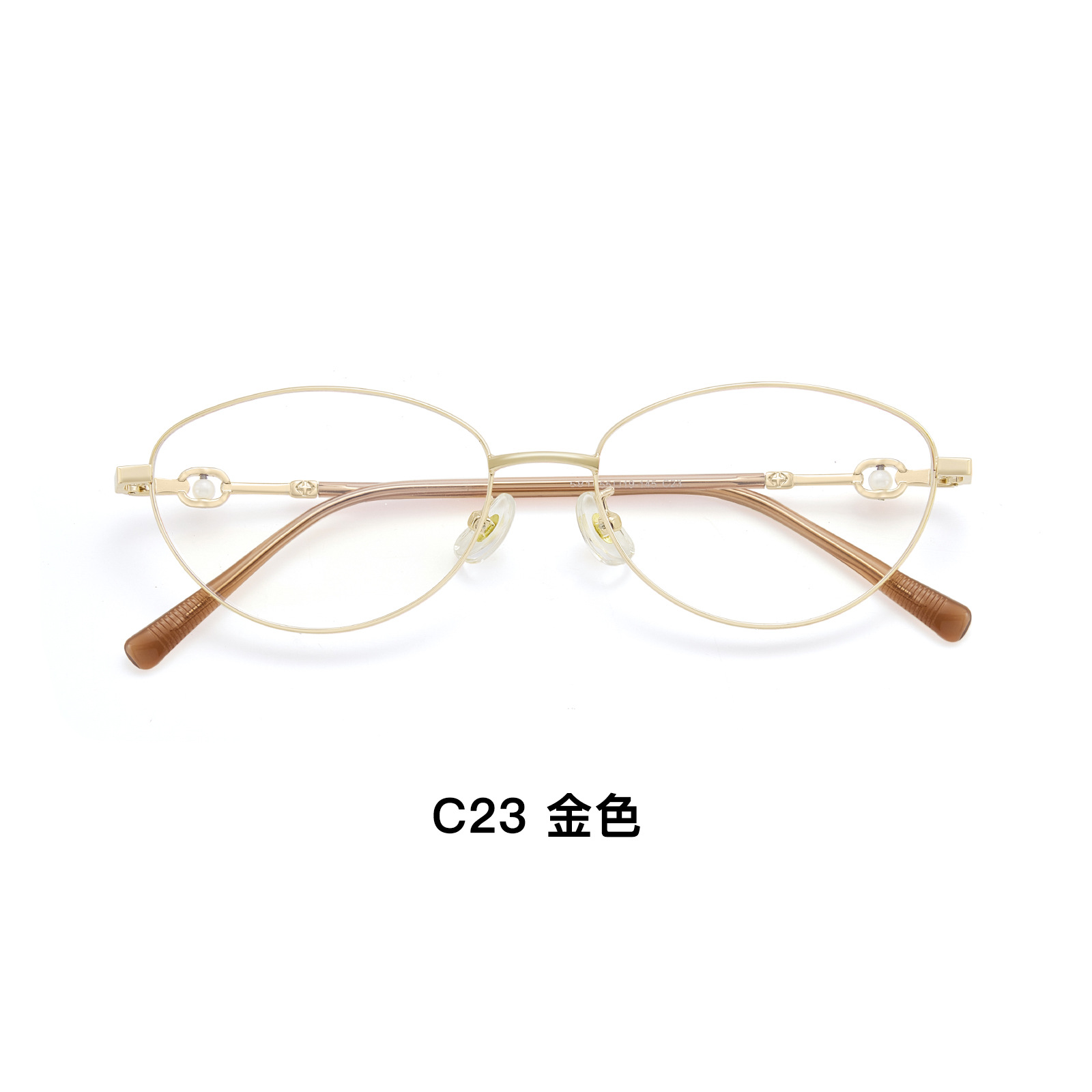 Mayorista ronnz peludo con el mismo marco de gafas de oro, marcos de gafas de perlas de ojos de gato, marcos de gafas de alta inteligencia.