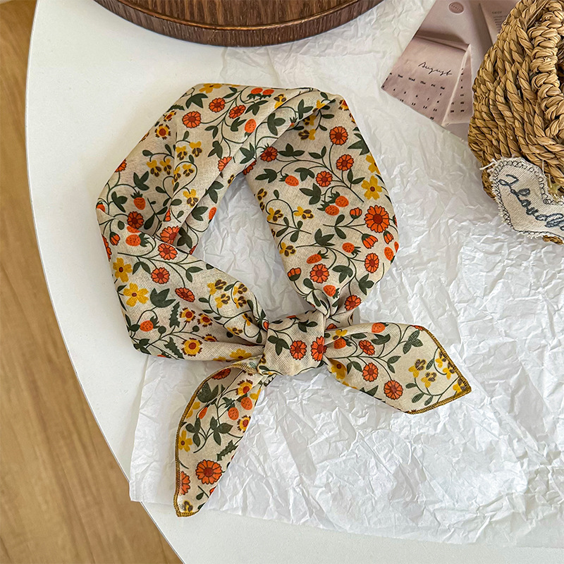 Bufanda de seda, bufanda cuadrada pequeña, bufanda fina, chal pequeño, protector de cuello de anacardo retro, bufanda decorativa, pañuelo en la cabeza, banda para el cabello