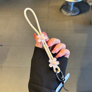 Small Fresh Cherry Blossom Adjustable Mobile Phone Case Lanyard Short Wrist Strap Adjustable Pendant Chain Anti-dropping Hand Rope Women