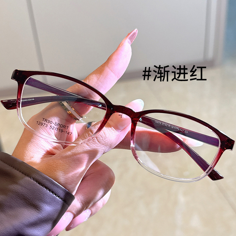 新商品の楕円枠の近視のメガネの女性は度数の高級感のすっぴんの文芸のTR90鏡の枠の平光の目の棚を配合することができます。|undefined