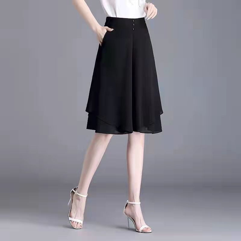 Summer Chiffon Shorts Women's Loose High Waist Dagging Elegant Fashionable All-match A- line Double Pants Dress for Mother Summer Chiffon Shorts Women's Loose High Waist Dagging Elegant Fashionable All-match A- line Double Pants Dress for Mother