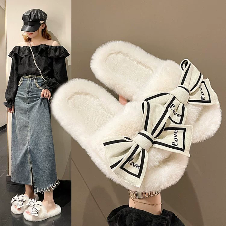 2023 осенне-зимняя модная ниша домашней одежды в модных высококачественных повседневных плоских и пушистых тапочках