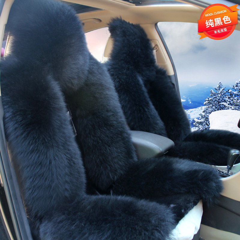 Winter wool car seat cushion plush seat cover pure wool long hair winter wool pad warm thickened car mat popular online