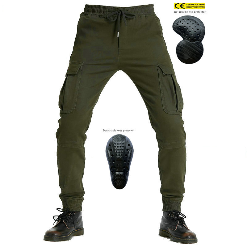 LOONG BIKER guardapolvos de motocicleta de los hombres ocasionales multi-bolsa de tobillo atado overoles de motocicleta pantalones de ciclismo resistentes a la caída