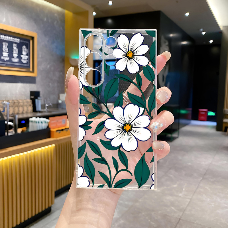 North American Station Ins Designer Style Small Daisy Samsung S25 Fresh and Simple Phone Case Samsung S24 Transparent Soft Case