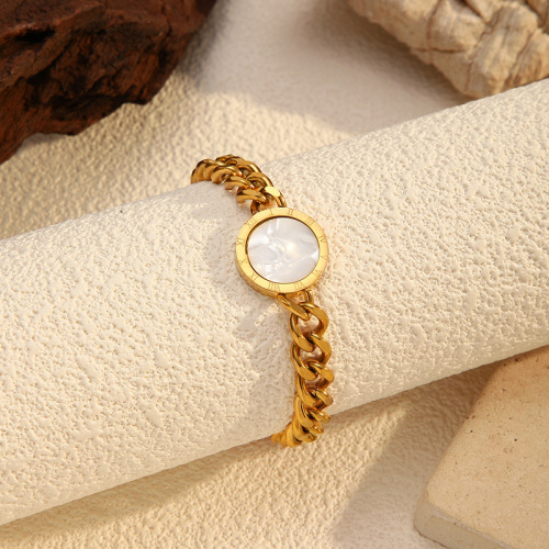 Elegant European and American Style Four-Leaf Clover Titanium Steel Bracelet for Women - High-End Design Stainless Steel Bracelet, Double Layer Stainless Steel Accessory