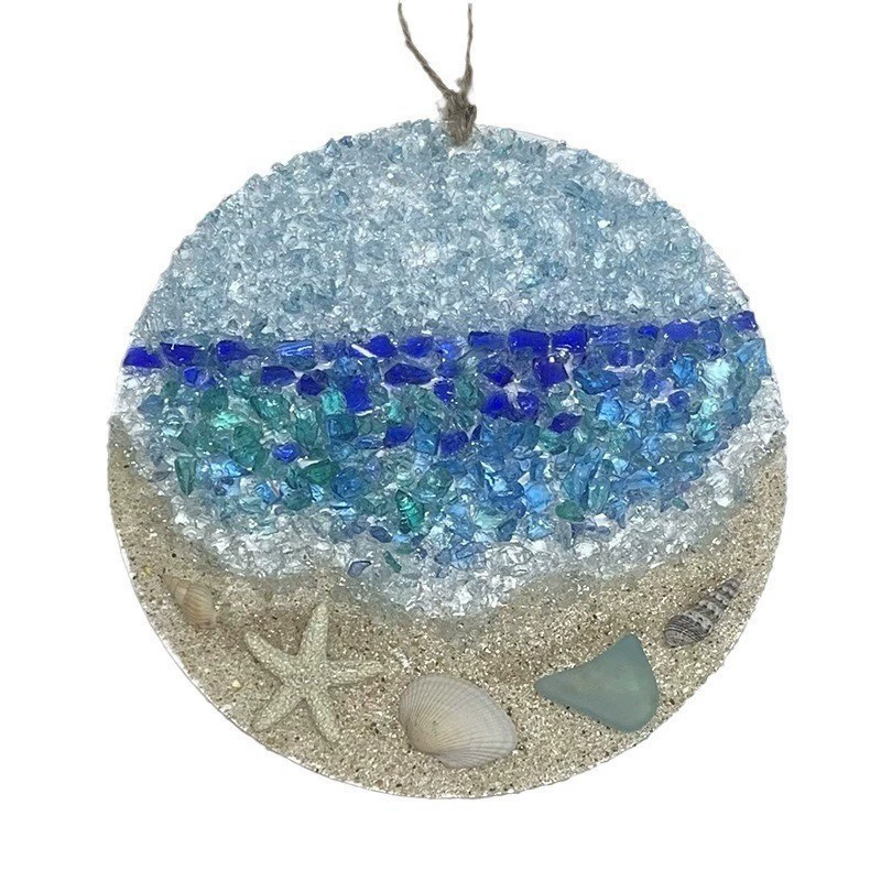 [跨境爆款Sea Glass Suncatcher海浪沙滩浪漫亚克力平面家居装饰品]