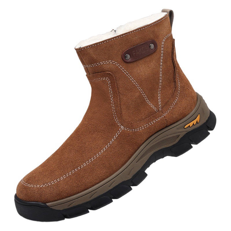 Lana invierno cálido zapatos de algodón para hombres cuero genuino gamuza piel de vaca zapatos casuales botas de nieve al aire libre para hombres zapatos para hombres