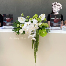 公司前台花艺摆件假花艺台花商务庆典立柱仿真花空调上的装饰摆花
