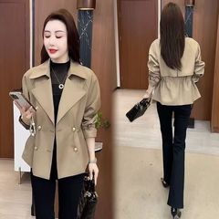 JY0001  时尚短款风衣外套女春秋季新款洋气宽松显瘦百搭休闲上衣