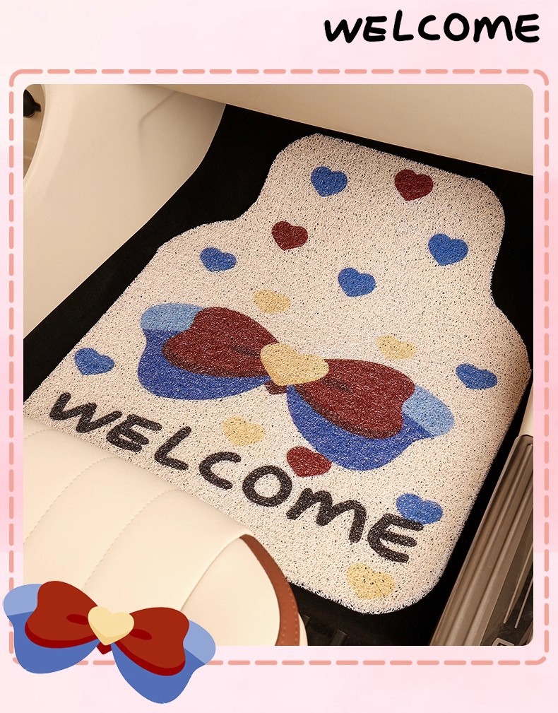 Cute Cartoon Car Floor Mat Silk Loop Single Piece High-End Car Interior Anti-Dirt Carpet Protective Mat Thickened Universal for Girls