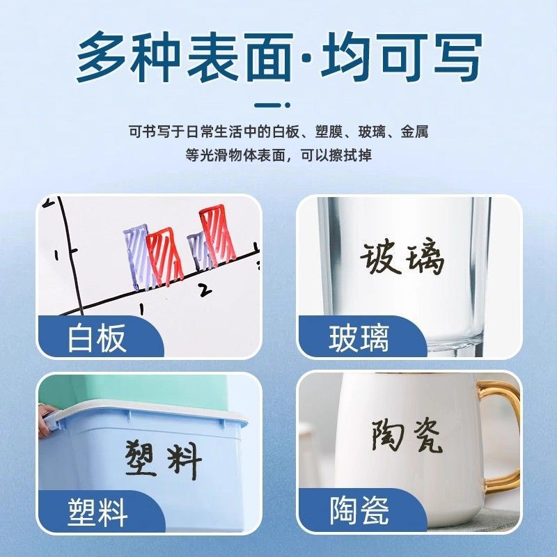 5mm特粗斜方扁头白板笔双头可擦大头笔会议培训水性白板笔0601|undefined