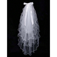 2026款 R7051 外贸代发款四层珍珠蝴蝶结细节新娘婚礼面纱珍珠制