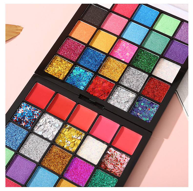 25-color eyeshadow palette, large sequins, super sparkling pearlescent, Children's Day student stage performance makeup set, student cosmetics Item Picture