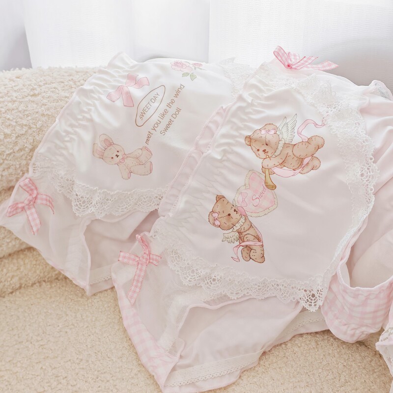 Pure Desire Printed Sweet Style Panties for Girls, Cotton Crotch, 2026 High-Value Cute Women's Briefs, Breathable Mesh