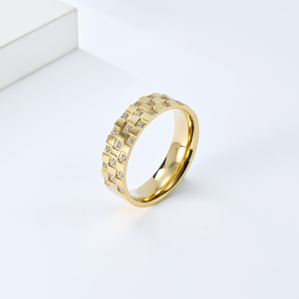 Rings Classification 1 Piece Quantity Modern Style Round Titanium Steel Zircon Rings In Bulk