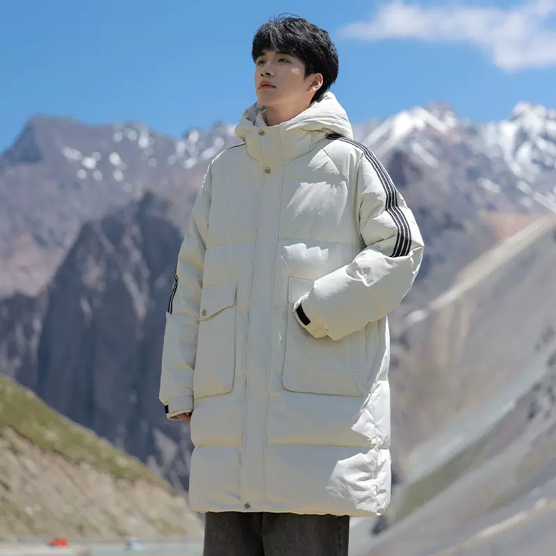 冬季新款羽绒服韩系时尚连帽外套百搭保暖中长款男士羽绒服加厚潮
