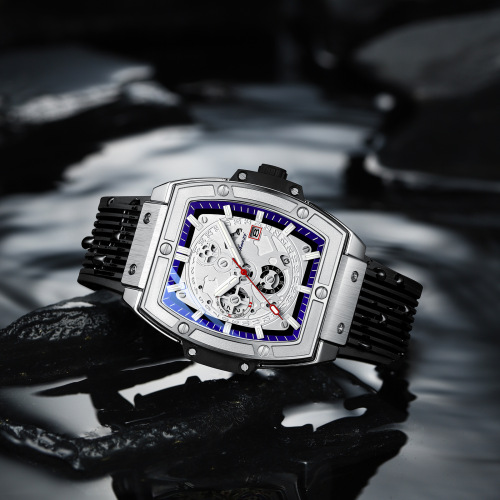 Bucket Square Rivets Trendy and Cool High-end Men's Watch Dawn New Calendar Waterproof Luminous Silicone Band Quartz Watch