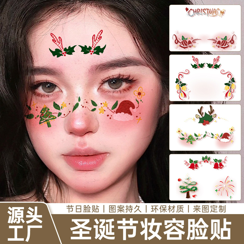 Christmas Face Tattoo Stickers Mini Santa Claus Snowman Reindeer Stickers Party Carnival Face Decoration Stickers