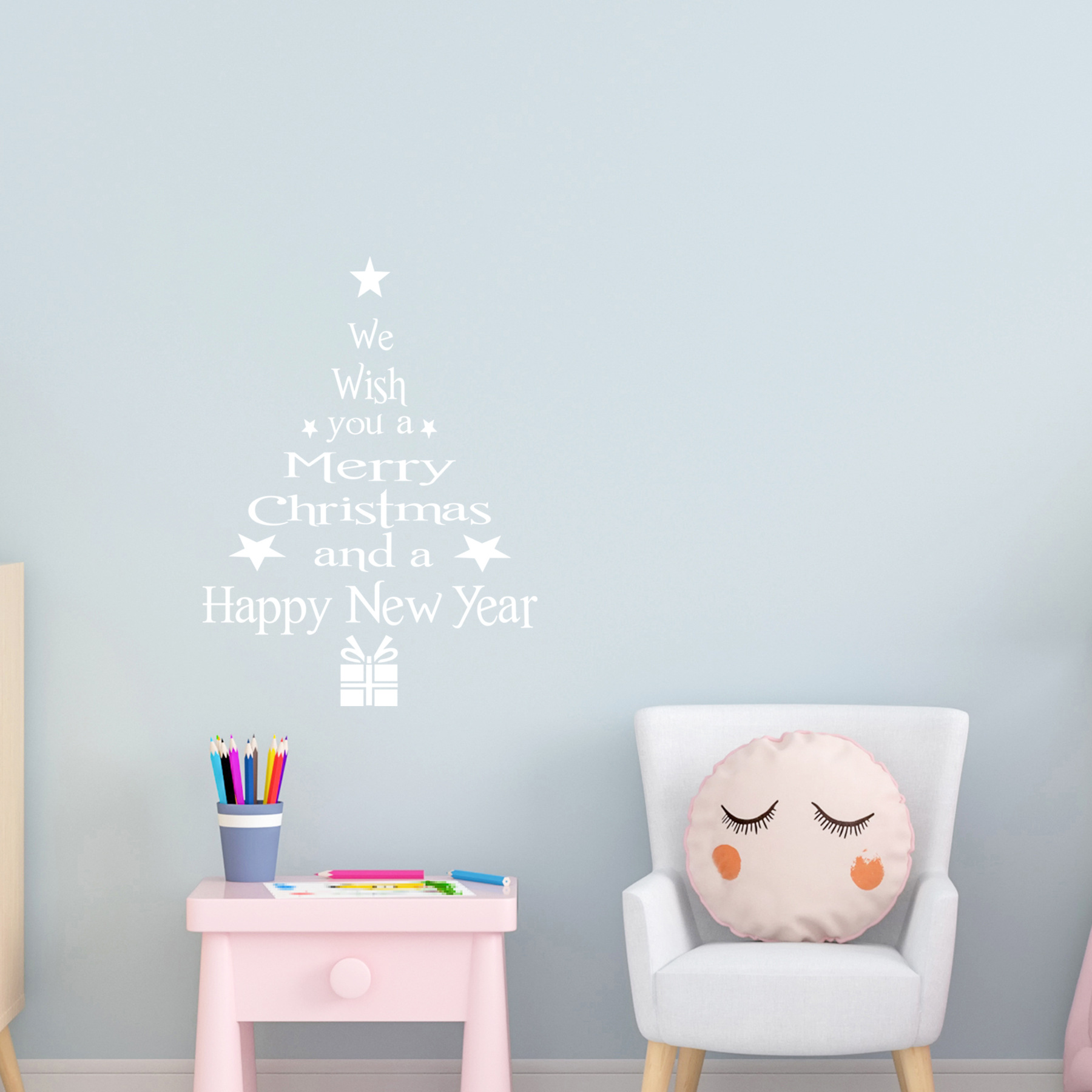 印刷SD015圣诞树节日礼物跨境可移除墙贴客厅卧室儿童房橱窗贴画
