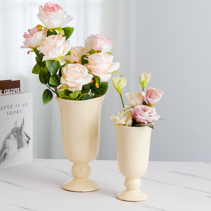 Modern Simple Cup Ceramic Fake Flower Real Flower Vase Living Room Home Decoration Desktop Creative Ceramic Ornaments