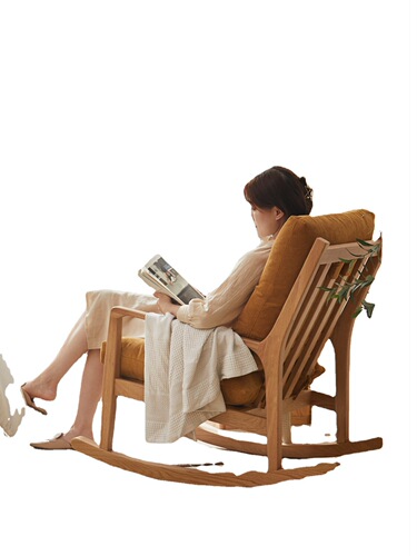 Solid Wood Rocking Chair Adult Nap Chair Leisure Chair Home Use Balcony Single Oak Sofa Chair Casual Lounger