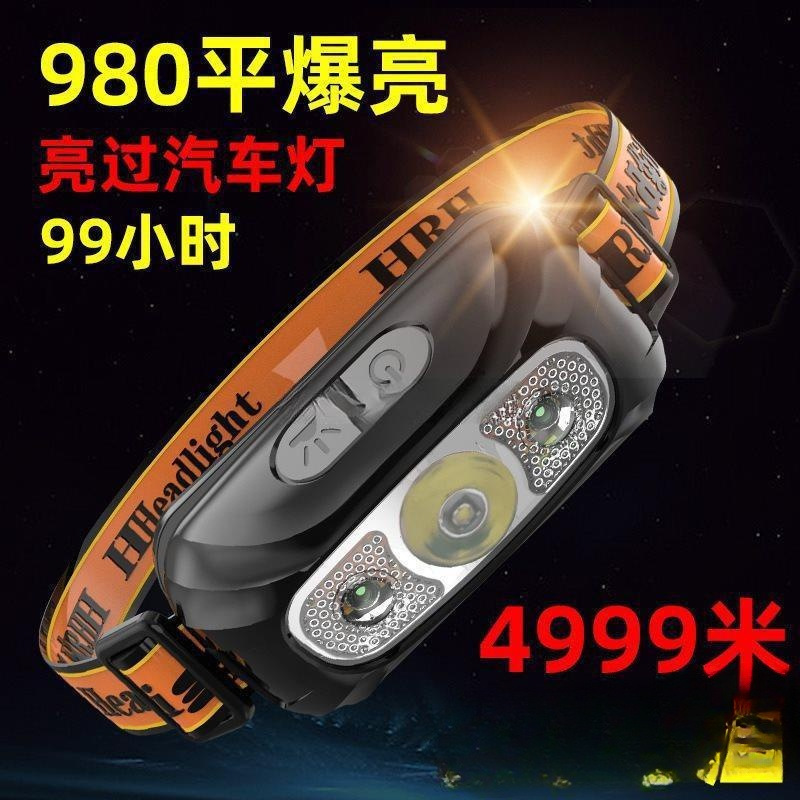 LED头灯超亮可充电头戴式强光感应特亮手电筒小型可携式夜