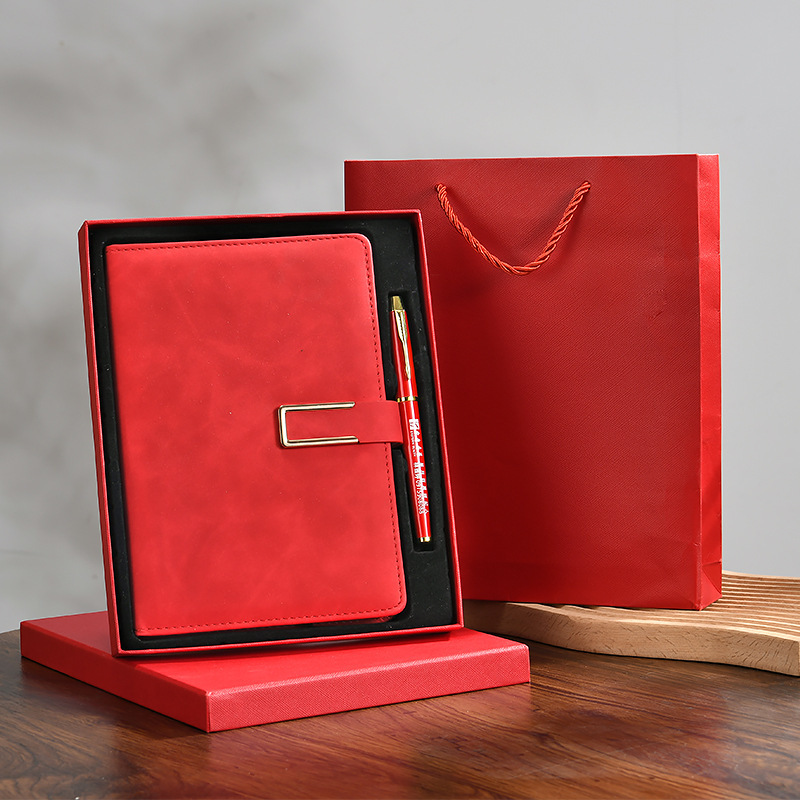 Conjunto de regalo de alta calidad se puede estampar y imprimir publicidad de cubierta de cuero caja de regalo de tapa plana bolígrafo neutro caja única personalizada