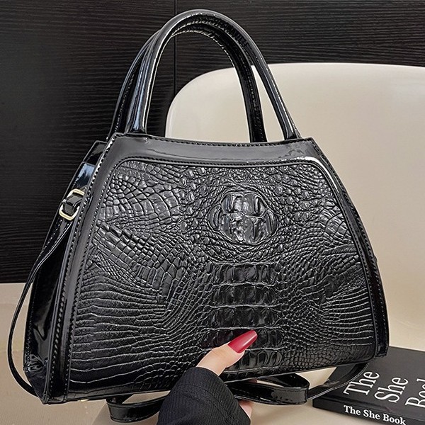 2023 Bolsos transfronterizos europeos y americanos Moda femenina Patrón de cocodrilo Bolsa de concha Bolso de madre de un solo hombro retro clásico Comercio exterior
