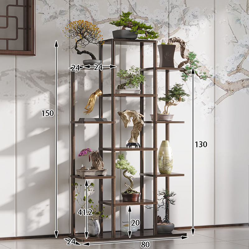 無垢材バルコニー多層植木鉢収納ラックライト高級フラワーラックリビングルーム床置き屋内ポトス植物ディスプレイラック|undefined