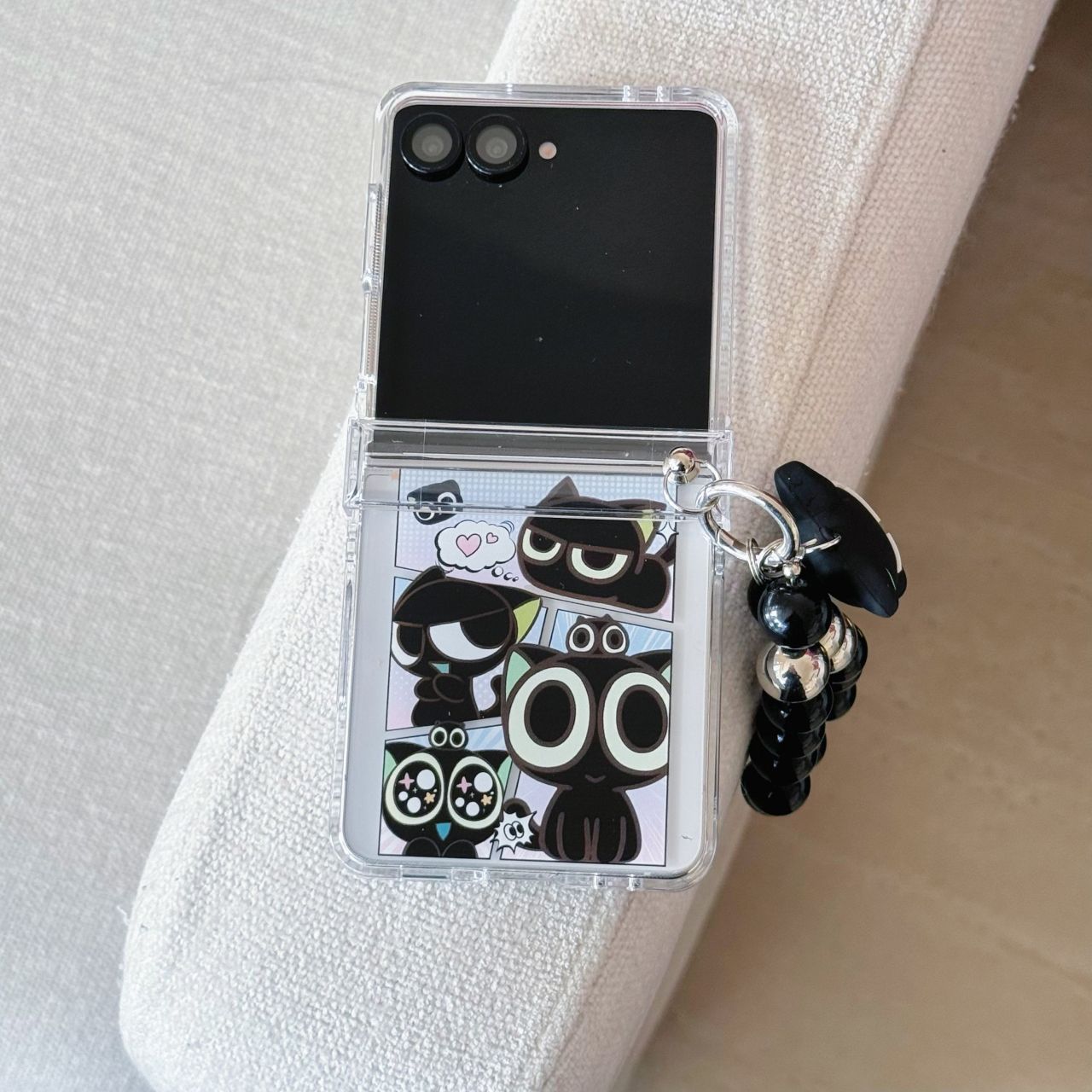 Cute Black Cat Phone Case For Samsung Galaxy Z Flip Series_voghion.com