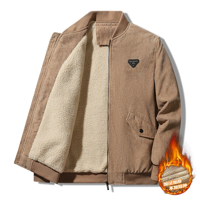 Вельветовое Пальто мужское 2023 новая куртка на флисовой подкладке осенне-зимнее пальто на флисовой подкладке с хлопковой подкладкой пальто из овечьей шерсти с хлопковой подкладкой