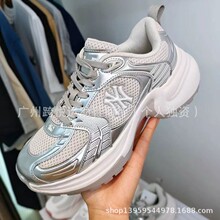 莆田MLB女款鞋子网面拼接厚底增高女子运动鞋休闲百搭透气低帮