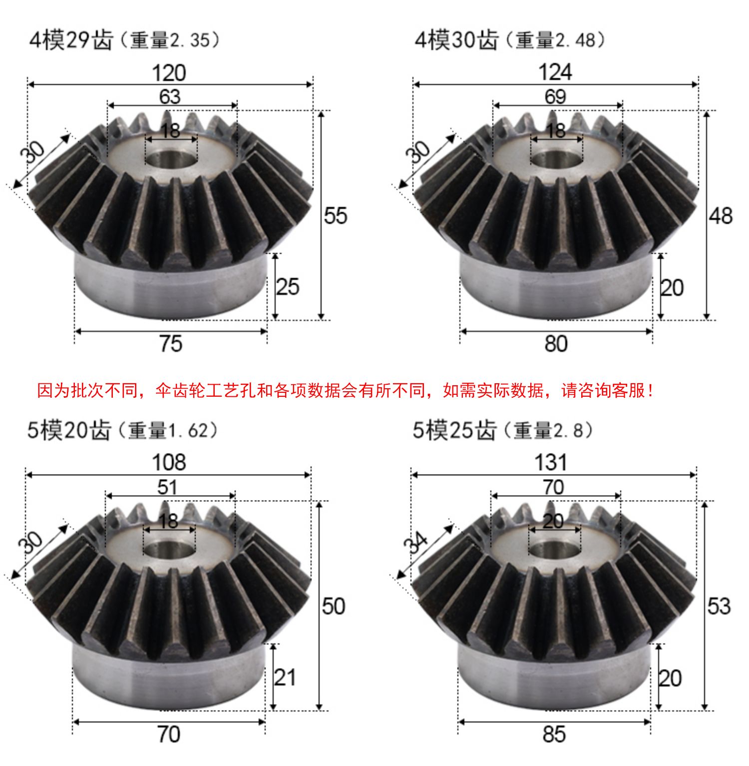 Metal bevel gear, 45# steel, hardened, 90-degree transmission, 15 to 40 teeth, conical gear, straight-tooth bevel gear 1:1