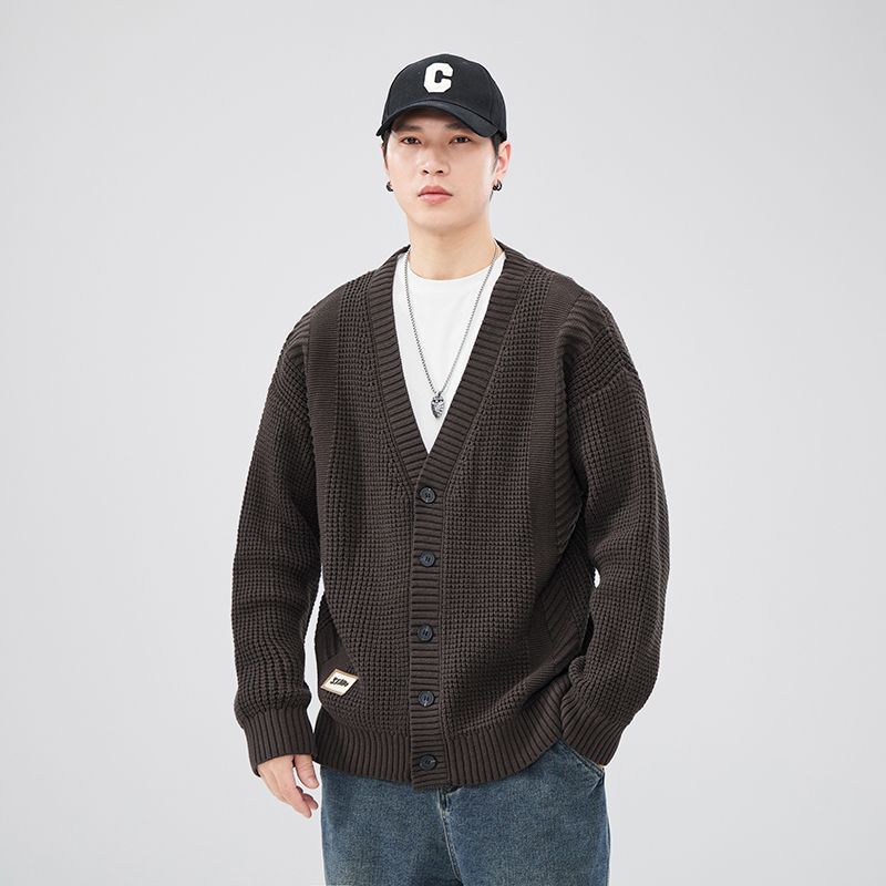 Winter Thickened Warm Cardigan V-neck Sweater Men's Loose Trendy Brand Ins plus size Sweater Casual Sweater Jacket