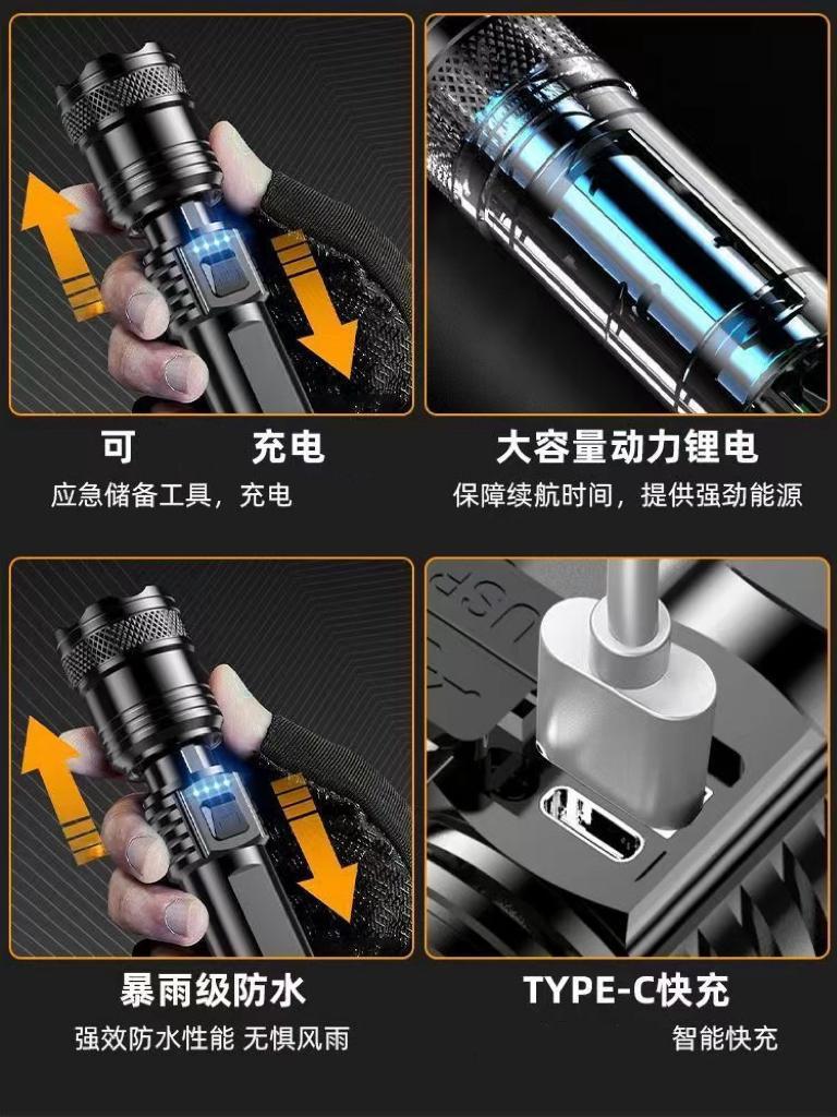 High-Brightness, Ultra-Bright Flashlight, Strong Light, Rechargeable, Outdoor Laser, Household, Mini, Portable, Durable, Multi-Functional, Long-Lasting