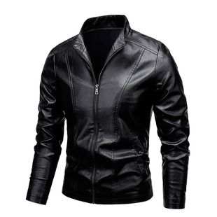 2024 New Leather Jacket Men's Korean Style fleece-lined Thickened Autumn and Winter Fashionable Handsome Men's Leather Jacket Slim Fit