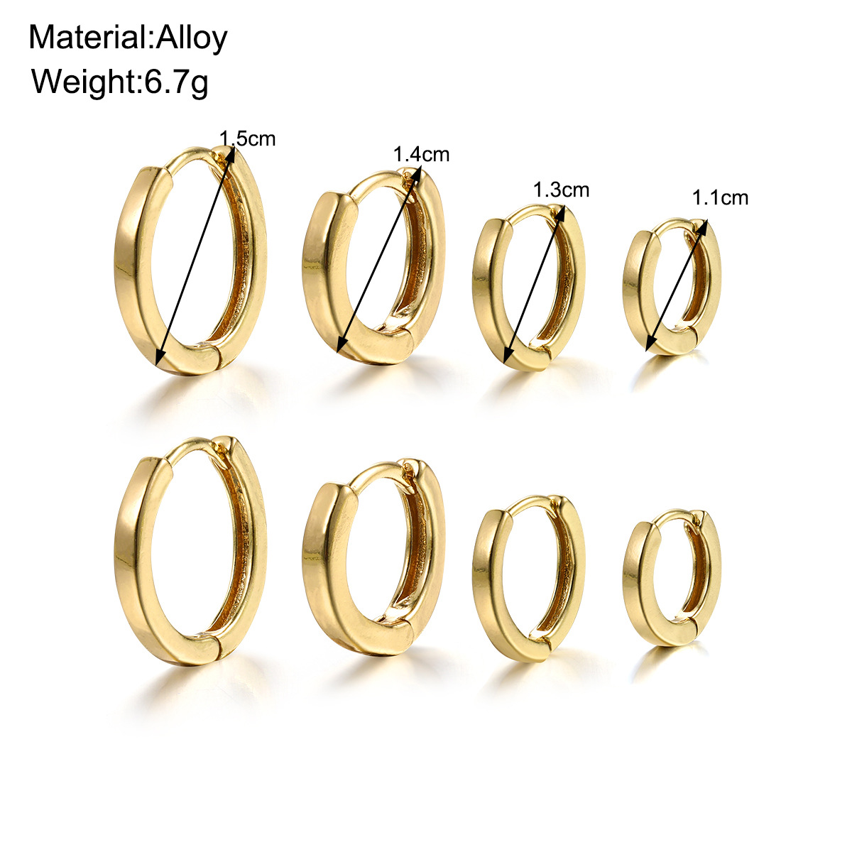 1 Set Simple Style Classic Style Solid Color Plating Copper Gold Plated Earrings display picture 1