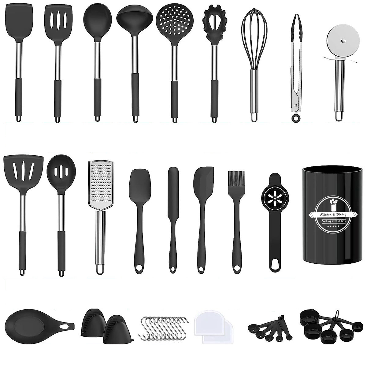 Juego de utensilios de cocina de silicona de 43 piezas – resistente a altas temperaturas, antiadherente, para hogar